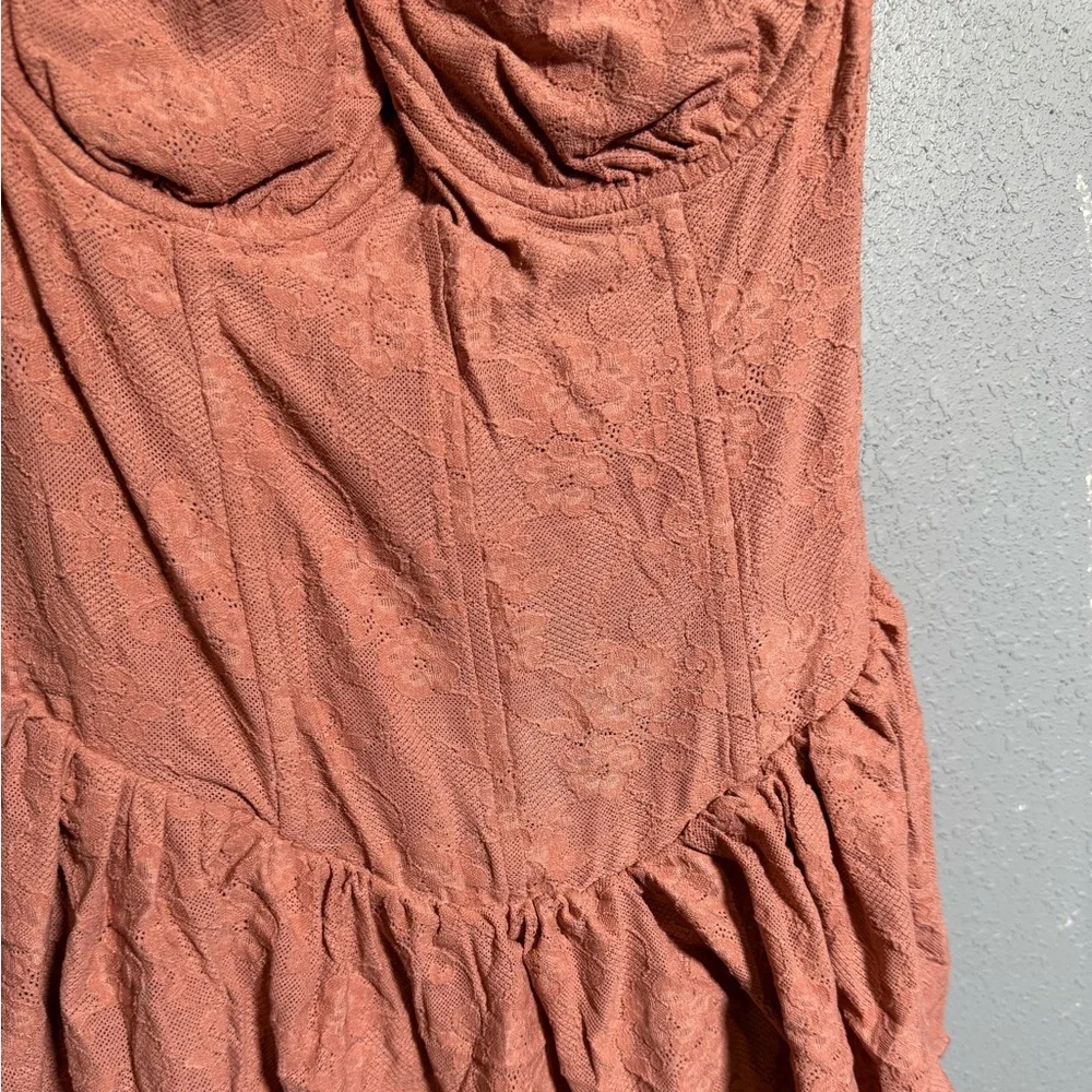 NWT Anthropologie WeWoreWhat Nylon Strapless Corset‎ Peplum Maxi Dress- 14 - Picture 3 of 10